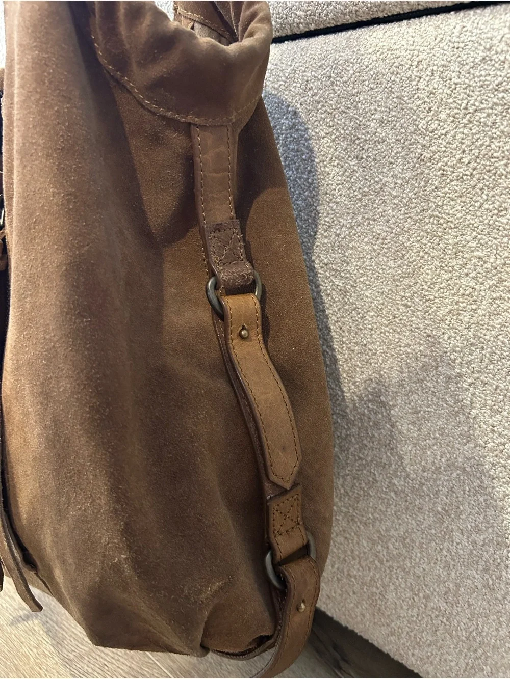 BDG Brown Suede Hobo Bag with Tassel Zips